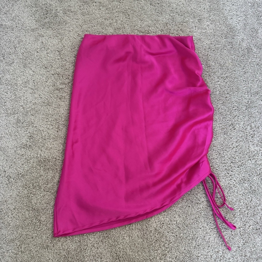 Renee C Neon Pink Ruched Side Skirt Size S Made in USA